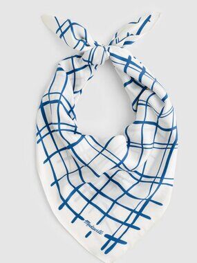 New Madewell Medium Silk Bandana Hand Painted Ck Deep Blue